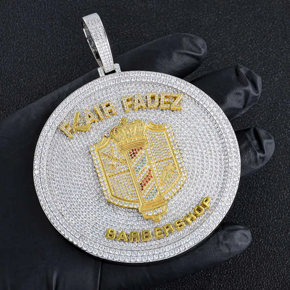 Iced Out Pendant Colorful Enamel Disc