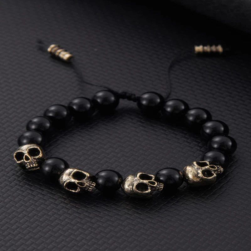 Vintage Gothic Skull Bracelet for Men — Motorcycle Adjustable