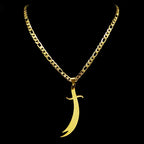 Islamic Imam Ali Zulfiqar Sword Pendant Necklace for Women Men Stainless Steel Gold Color Arabic Religion Chain Jewelry NZZZ764