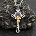 Vintage Christian Jesus Cross Pendant Necklace Men's Stainless Steel Religious Jesus Necklaces Prayer Baptism Jewelry