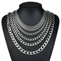 316L Stainless Steel Cuban Link Chain Flat Necklace For Men Jewelry Accessories Male Neck