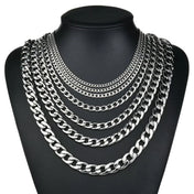 316L Stainless Steel Cuban Link Chain Necklace Flat