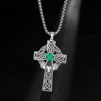 Celtic Cross Shamrock Claddagh Pendant Necklace — Stainless Steel