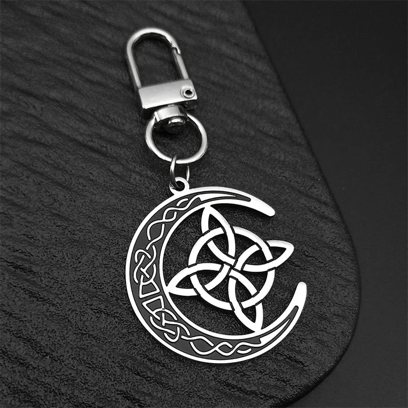 Celtic Steel Ring Crescent Irish Knot Key Witch