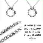 Viking Ouroboros Dragon Necklace — 24 Runes, Stainless Steel
