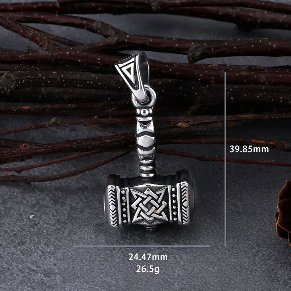 Thor's Hammer Nordic Mythology Men's Pendant Necklace Stainless Steel Trend Street Fashion Charm Jewelry Necklace