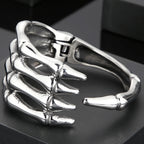 Gothic Stainless Steel Open Cuff Bangle Bracelet For Man Punk Skull Hand Shaped Men's Bracelets Rockers' Jewelry