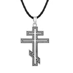 Kinitial April Stainless Steel Russian Orthodox Cross Necklace Keychain, Pure Russian Orthodox Cross, Suppedaneum Cross