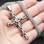 Gothic Vintage Stainless Steel Cross Pendant Necklace For Men Women Punk Hip Hop Unique Cross Necklaces Creative