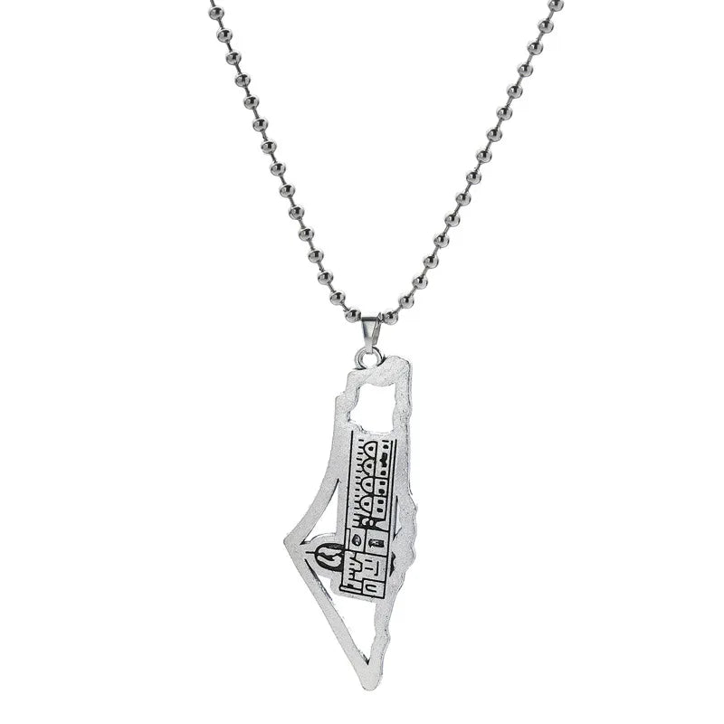 Palestine Map Pendant Necklace — Stainless Steel