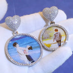 Gold Heart Photo Pendant Necklace 18K Iced Out