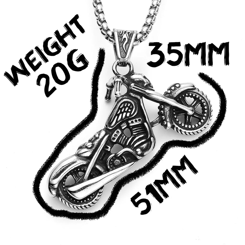 Skull Biker Pendant Necklace Stainless Steel Vintage