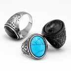 Black Turquoise Ring — Stainless Steel