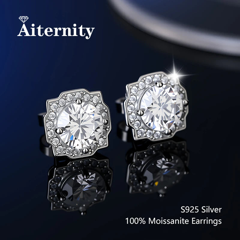 HOT Moissanite S925 Sterling Silver Stud Earrings For Women And Men With 2 Certificates Pass Diamond Test Pen Fine Jewelry
