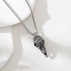 Gothic Crow Skull Pendant Necklace