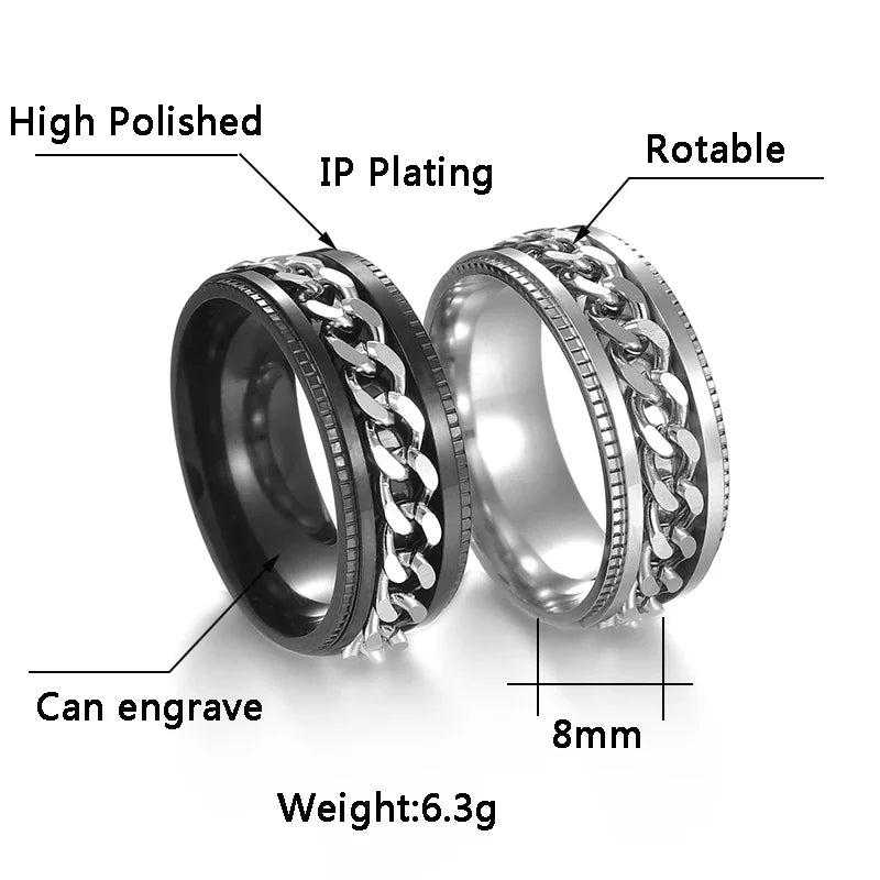 Rotatable Chain Spinner Ring — Two-Tone