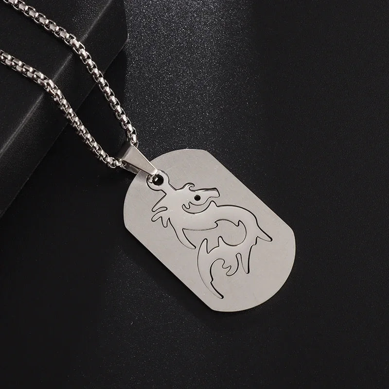 Hip Hop Military Style Stainless Steel Dog Tag Pendant Necklace for Men Women Gold Plated Personalized Id Card Name