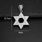Fashion Star of David Pendant Necklace Women Men Hip Hop Tennis Cuban Chain Necklaces Classic Six-pointed Star Jewish
