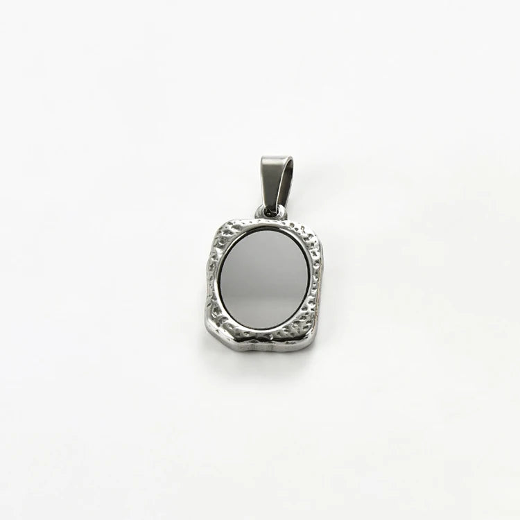 1Pc Stainless Steel Vintage Mirror Pendant Necklace For Women Girls Rectangle Shape Blank Bar Charms Chains Choker Jewelry Gifts