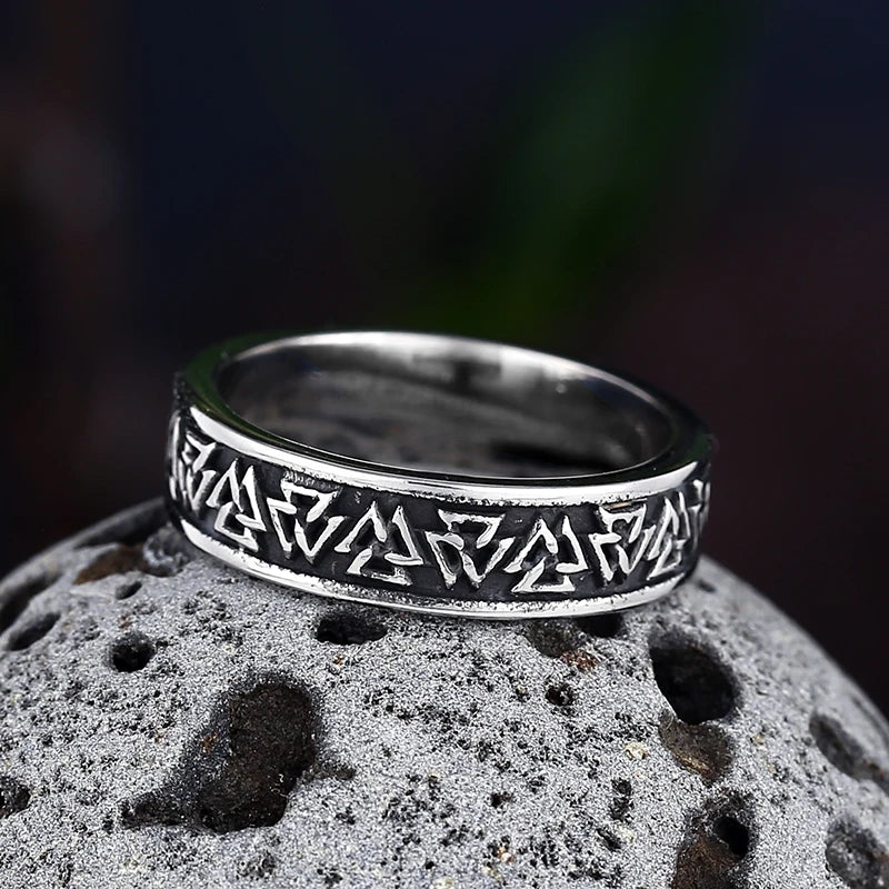 Viking Odin Valknut Triangle Ring — Stainless Steel