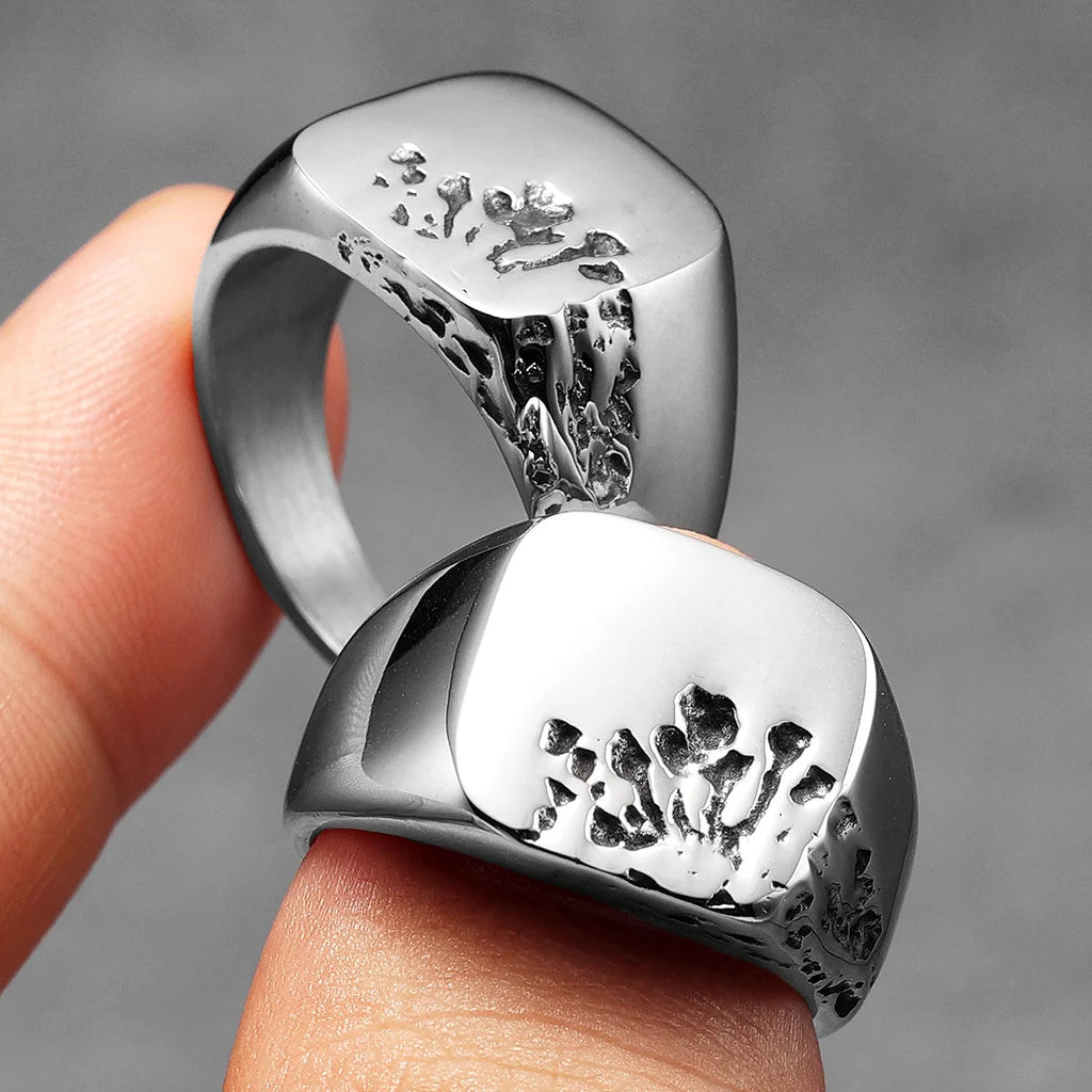 Stainless Steel Statement Ring Retro Burst