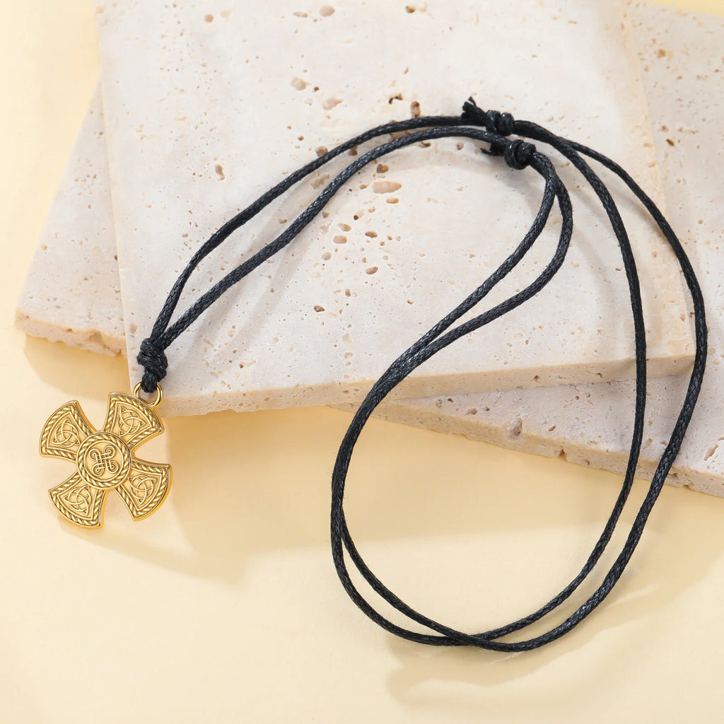 Celtic Trinity Knot Cross Pendant Necklace — Steel