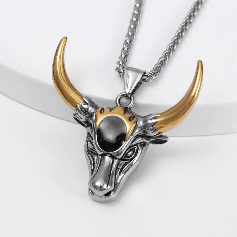 Vintage Domineering Bull Head Pendant Charming Men's Necklace Fashion Christmas Valentine's Day Gift Talisman Jewelry