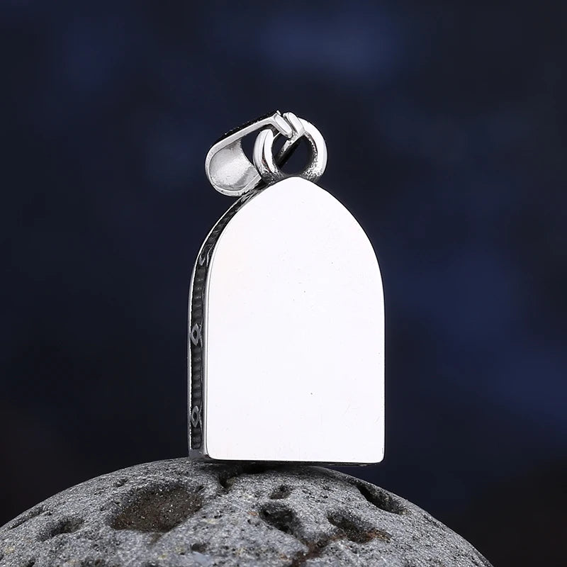 Skull Glass Pendant Necklace — Stainless Steel