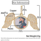 Angel Wings Photo Pendant Necklace Iced Out