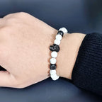 Leopard Head, Crown & Skull Beaded Bracelet — Adjustable, Braided