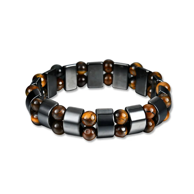 Hot Selling Men's Tiger Eye Stone Bracelet Men's Fashion Bead Black Stone Elastic Bracelet