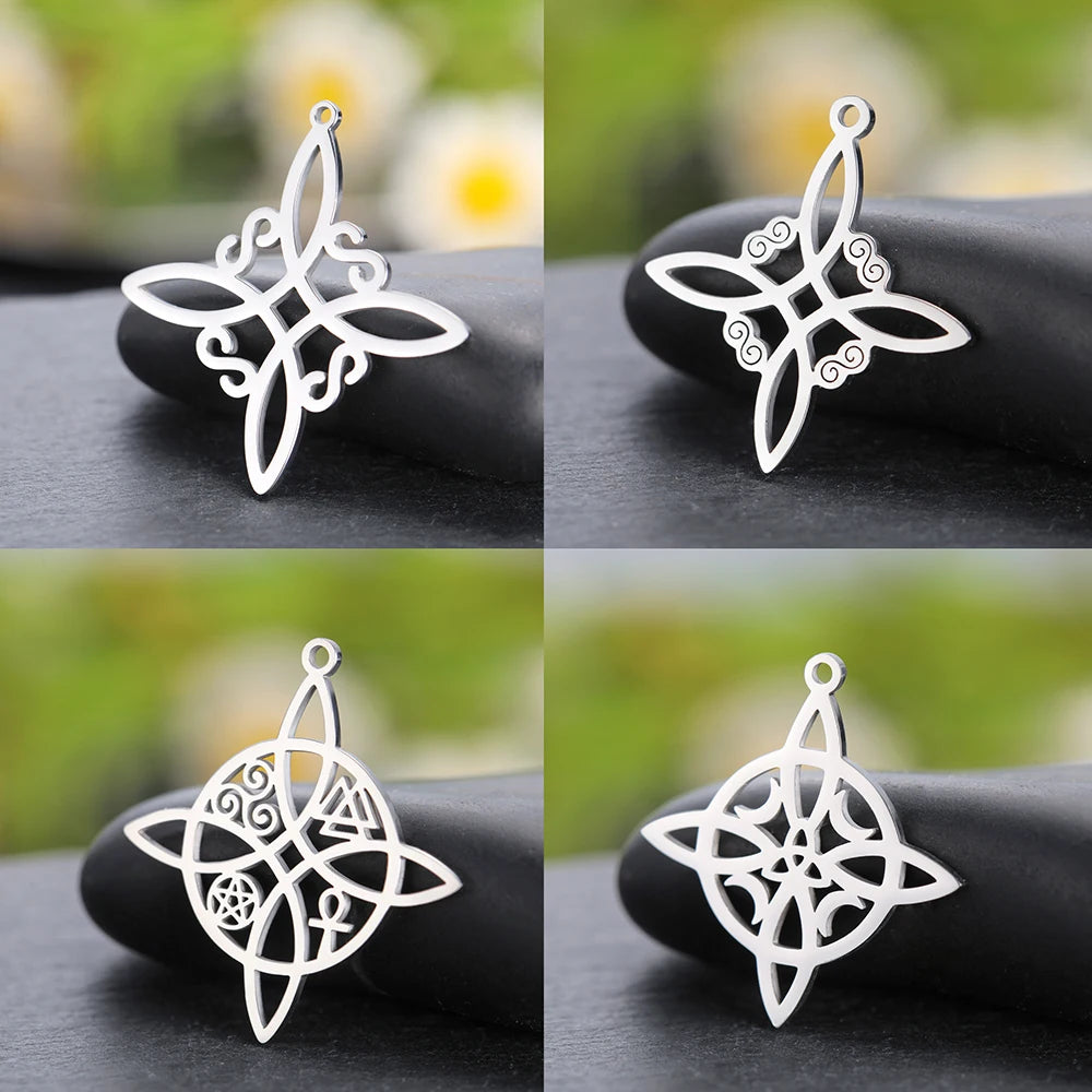 Trinity Witch Knot Charm Pendant — Steel