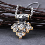 Vintage Viking Odin Raven Mjolnir Thor's Hammer Necklace Men Stainless Steel Hip Hop Biker Amulet Pendant Necklace Gift