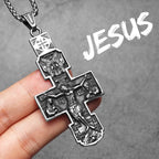 Retro Jesus Cross Pendant — Stainless Steel