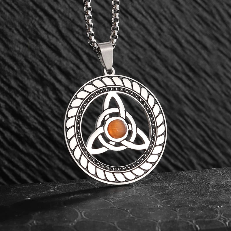 Celtic Witch Knot Pendant Necklace — Steel