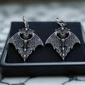 Creative Personality Silver Color Hollowed-out Vampire Bat Pendant Hoop Earrings for Women Retro Goth Halloween Vampire Jewelry