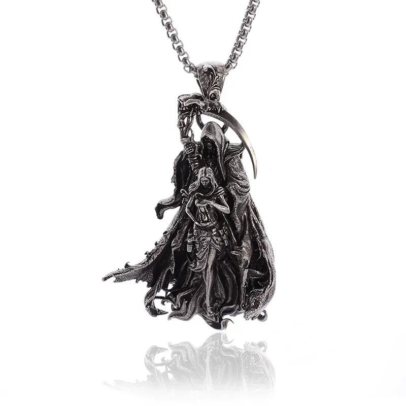 Retro Gothic Golden Cross Skull Pendant Necklace for Men Fashion Party Rock Motorcycle Riding Punk Jewelry Gift