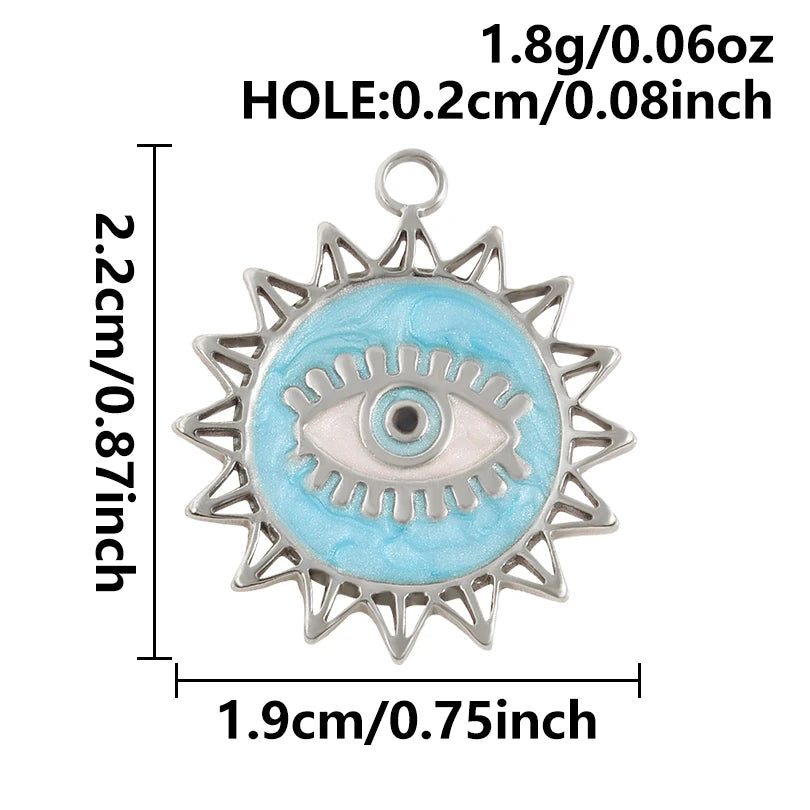 7Pcs No Fade Stainless Steel Wicca Moon Sun Egyptian Ankh Life Cross Pendant DIY Fatima Hand Turkish Evil Eye кулон Jewelry