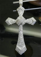14K White Gold Lab Diamond Cross Pendant Party Wedding Pendants Necklace for Women Men Anniversary Jewelry Gift