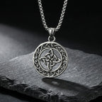Celtic Knot Round Pendant Necklace — Stainless Steel