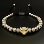 Leopard Head Beaded Bracelet — Stainless Steel