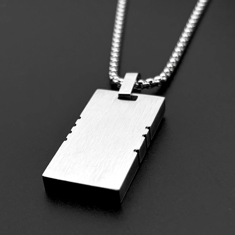 Hiphop Titanium Steel Dog Tag Pendant Necklace For Women Men Stainless Steel Gold Color Punk Male Square Chain Jewelry