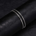Vnox 2pcs/Set Cuban Figaro Rope Snake Chain Bracelet Set for Men Boys, Gold Black Silver Color Stainless Steel Wristband Jewelry