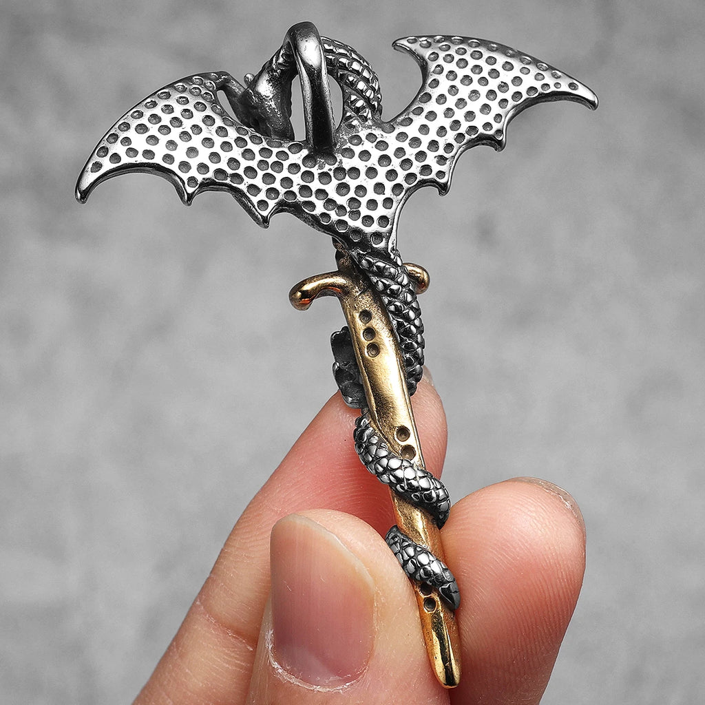 Dragon Slaying Sword Pendant Necklace — Stainless Steel