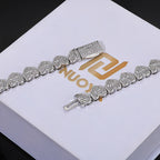 Heart Tennis Bracelet Silver 8MM Baguette Iced Out