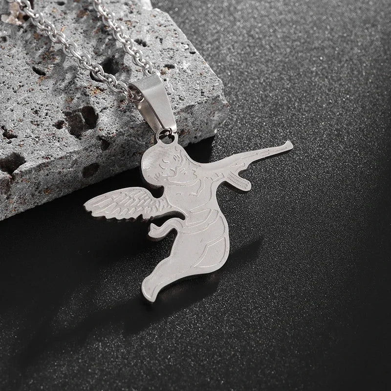 Fashionable and Domineering Ak-47 Submachine Gun Pendant Necklace Suitable for Men\'s Personalized Hip-Hop Rock Punk