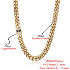 Iced Out Cuban Chain Necklace Stainless Steel 12MM