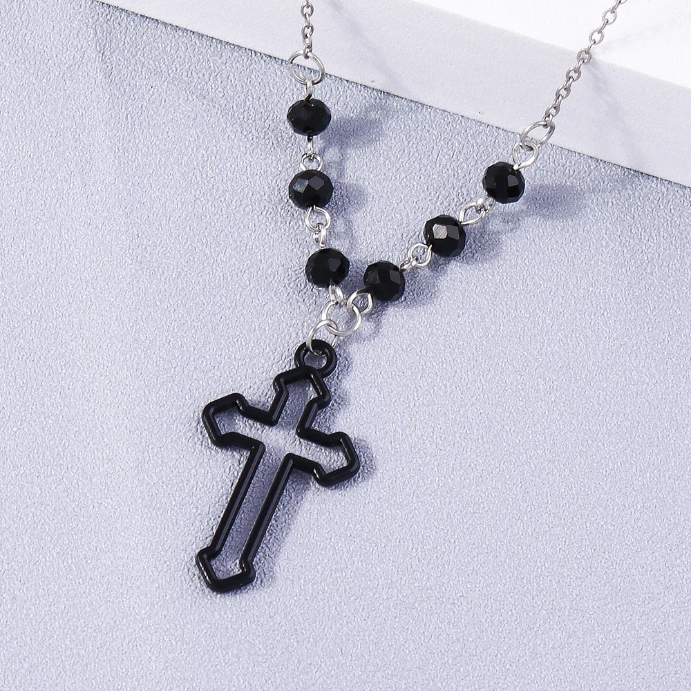 Gothic Skull Love Heart Necklace for Women Men Religious Crucifix Necklaces Punk Jewelry Gifts