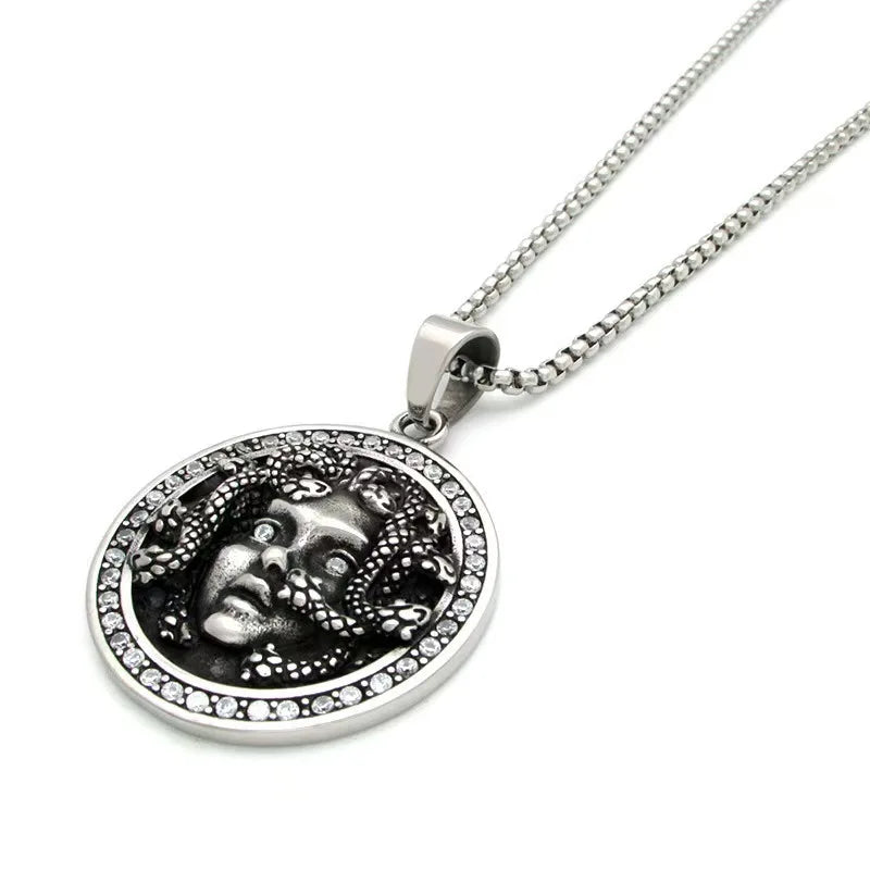 Greek Medusa Snake Pendant Necklace — Stainless Steel