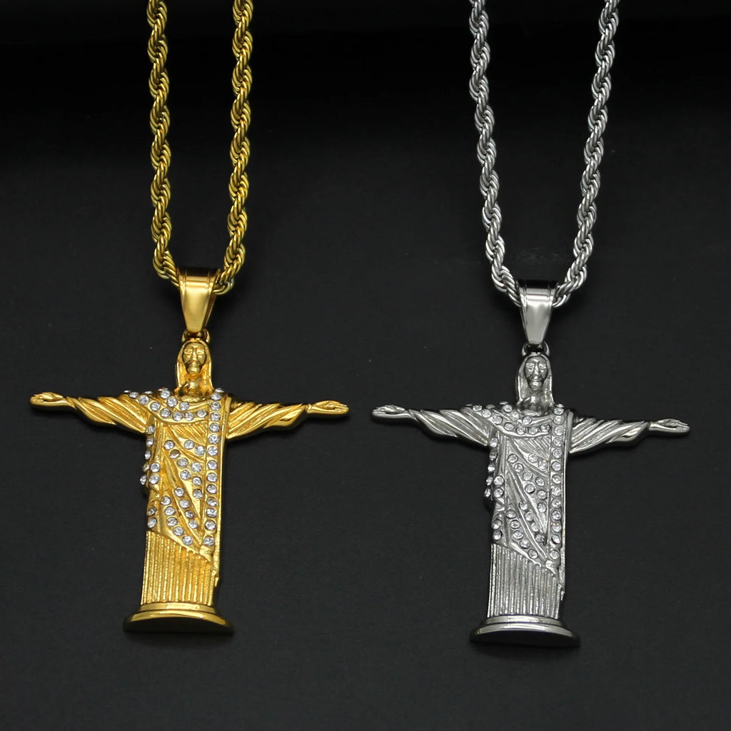 Iced Out Jesus Cross Pendant Necklace